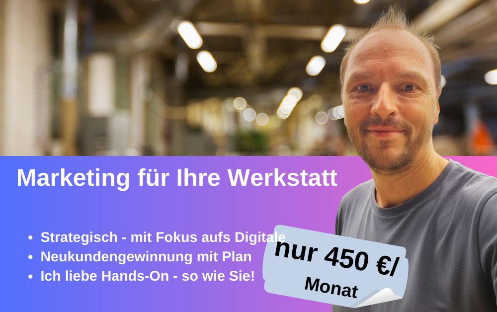 Zusammenfassung des Angebots für Werkstatt Marketing mit Gilbert Schwartmann
