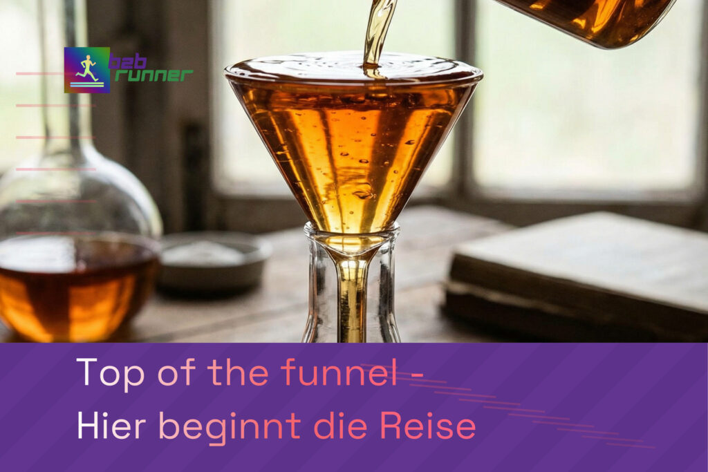 Einfließen von Flüssigkeiten oben im Trichter - Symbol für Top of the funnel