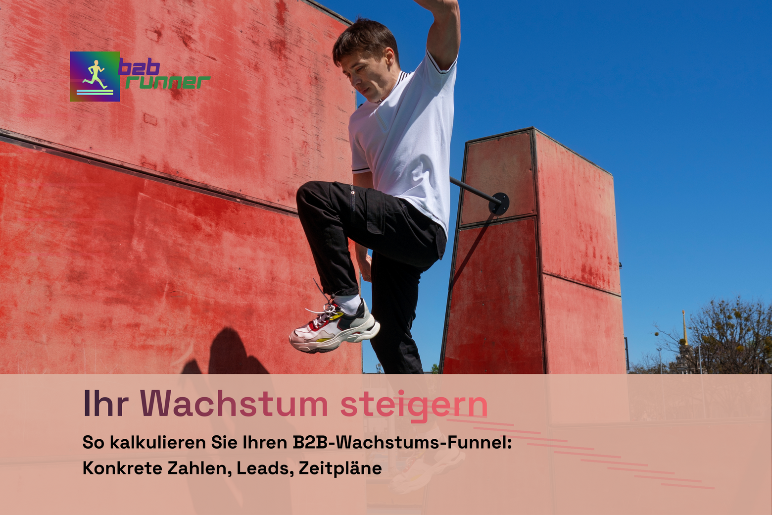 Ein Sportler auf dem Sprung nach oben - Sinnbild für planbares Marketing-Wachstum