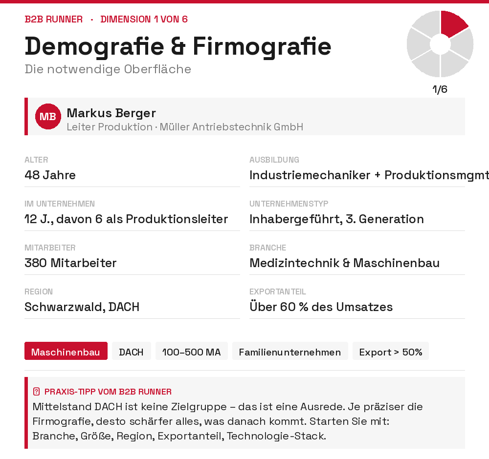 Dimension 1: Demografie, Firmografie einer Buyer Persona